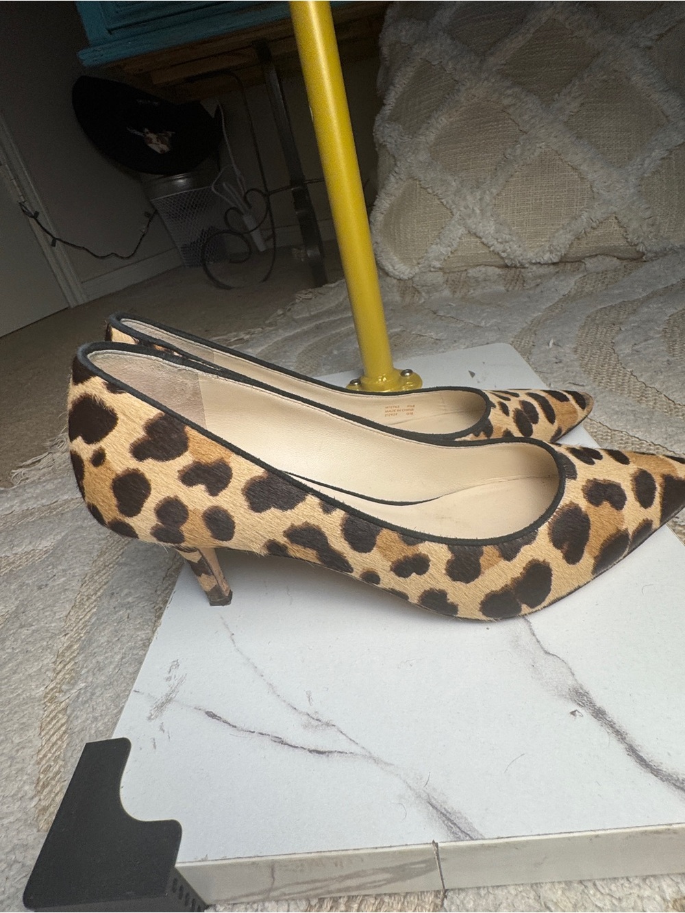 Cole Haan Leopard Print Pointed Toe Heels - Tan and Black - Picture 4 of 9